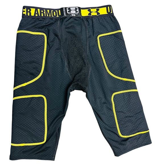 Under Armour Other - Under Armour Padded Compression Shorts YXL Black Yellow Football Gear